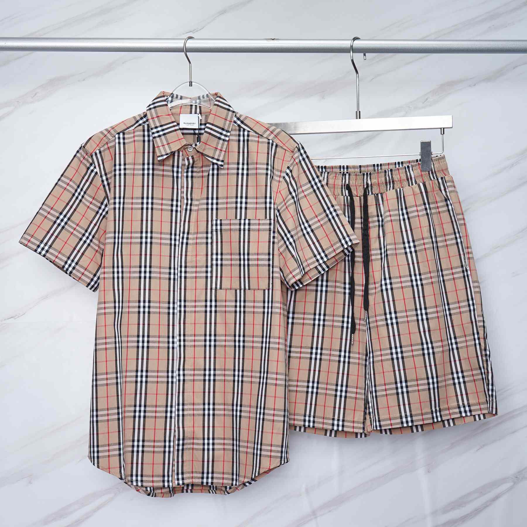 Burberry Short-sleeve Check Cotton Poplin Shirt & Shorts - EUR FASHION