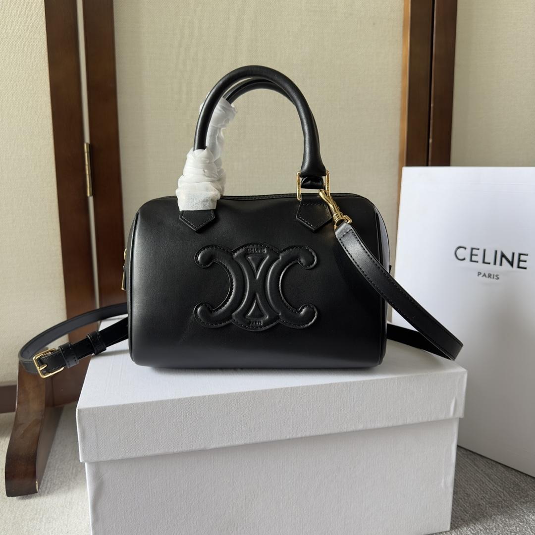 Celine Small Boston Cuir Triomphe In Smooth Calfskin Black - EUR FASHION