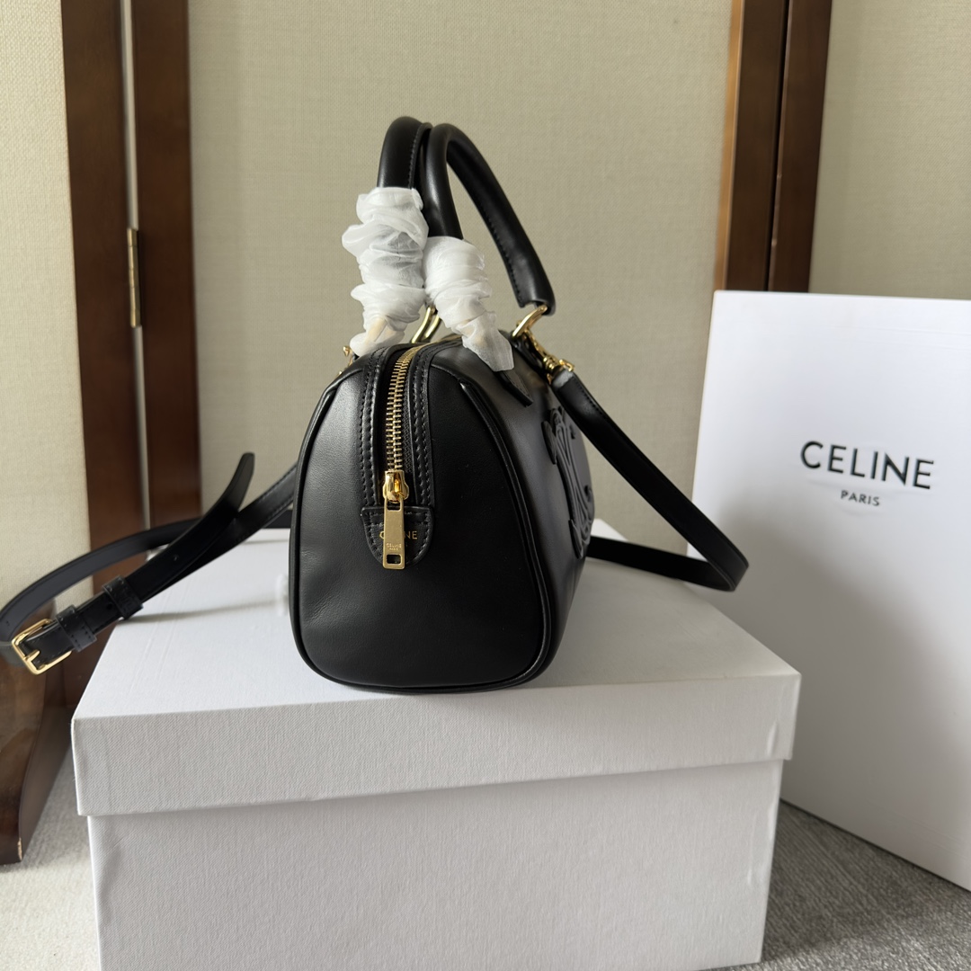 Celine Small Boston Cuir Triomphe In Smooth Calfskin Black - EUR FASHION