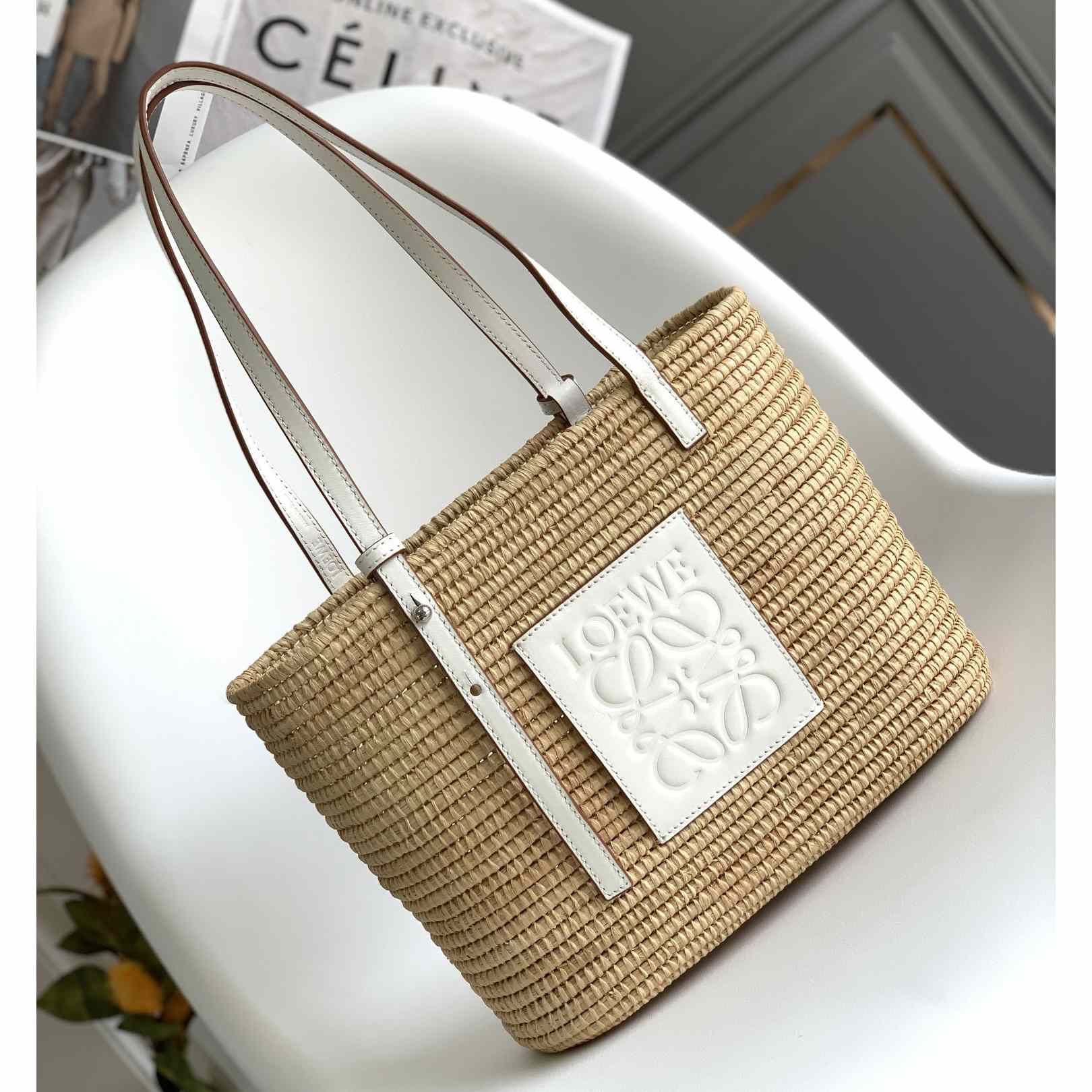 Loewe Small Square Basket bag In Raffia And Calfskin (30*21*11cm) - EUR FASHION