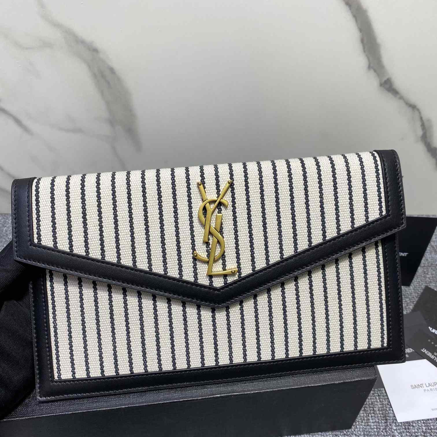 Saint Laurent Uptown Striped Envelope Clutch Bag(27x16x2cm) - EUR FASHION