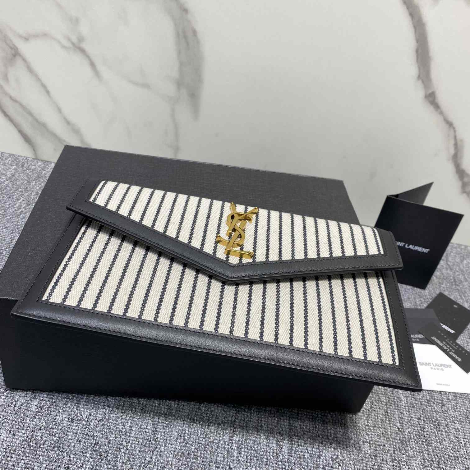 Saint Laurent Uptown Striped Envelope Clutch Bag(27x16x2cm) - EUR FASHION