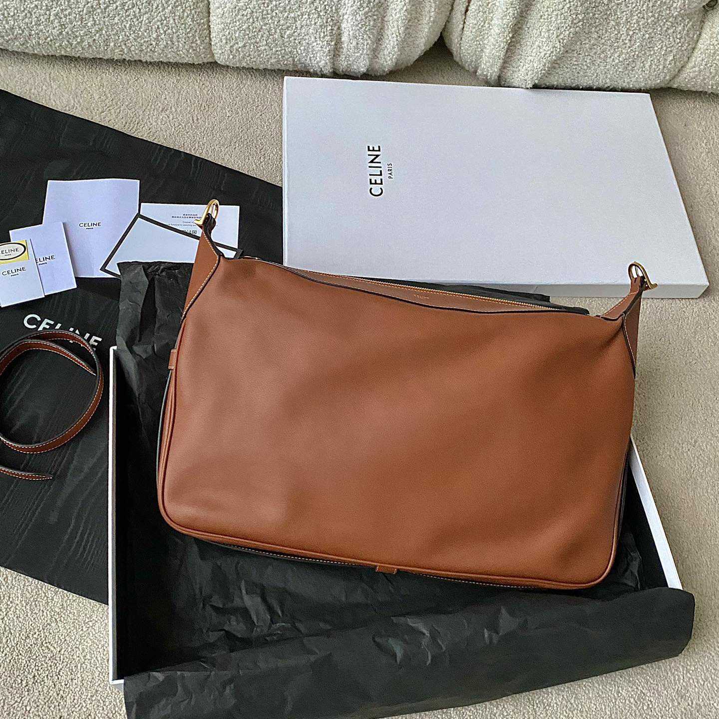 Celine Large Romy In Supple Calfskin Tan - EUR FASHION