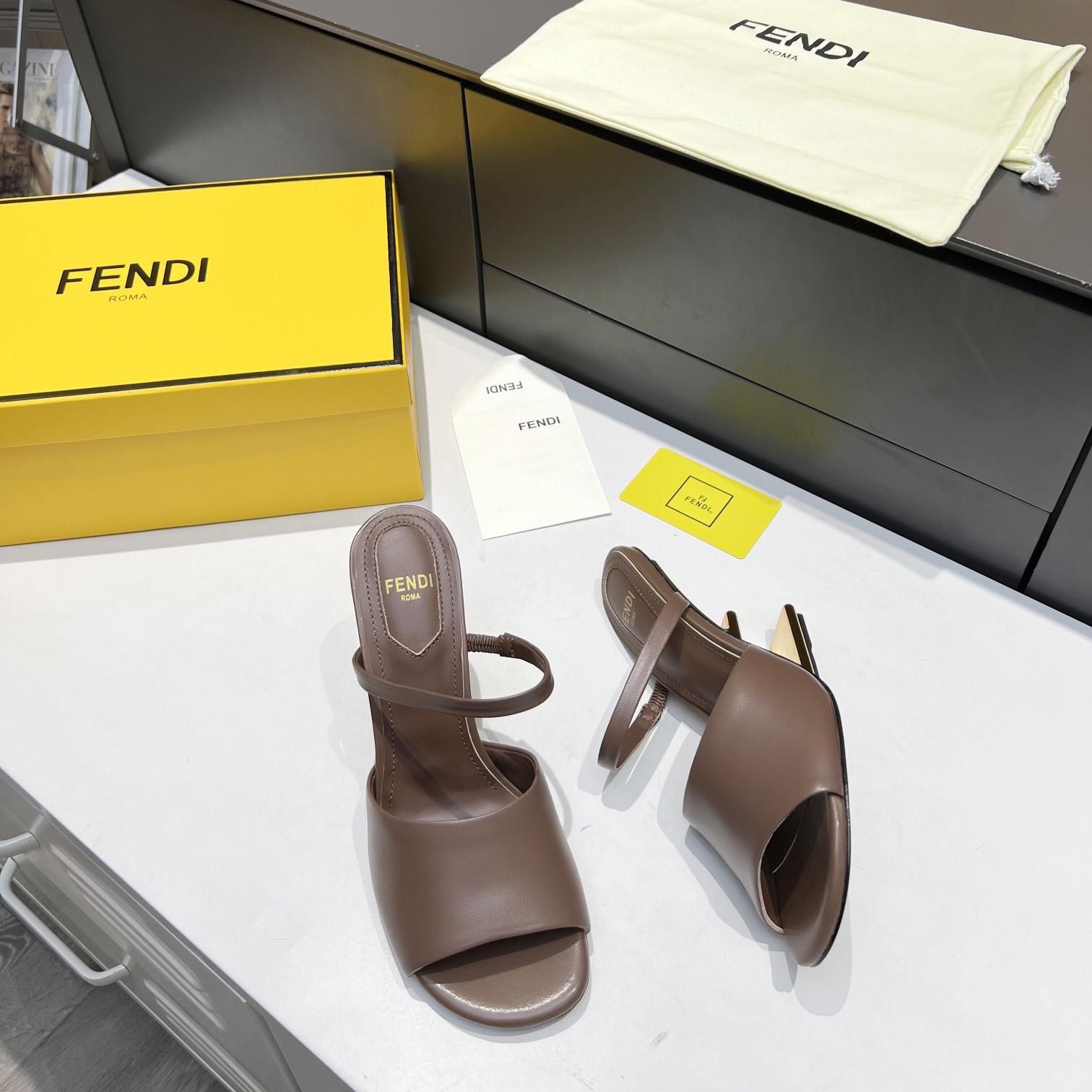 Fendi First Black Leather High-Heeled Sandals - EUR FASHION