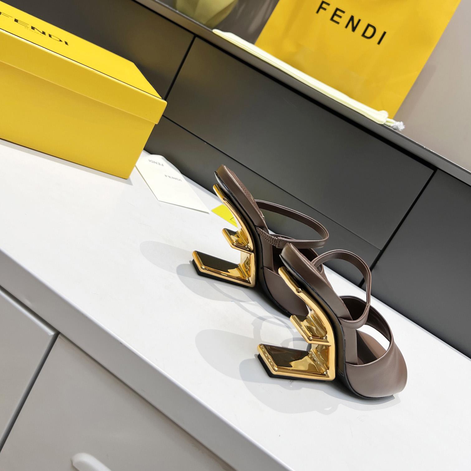 Fendi First Black Leather High-Heeled Sandals - EUR FASHION