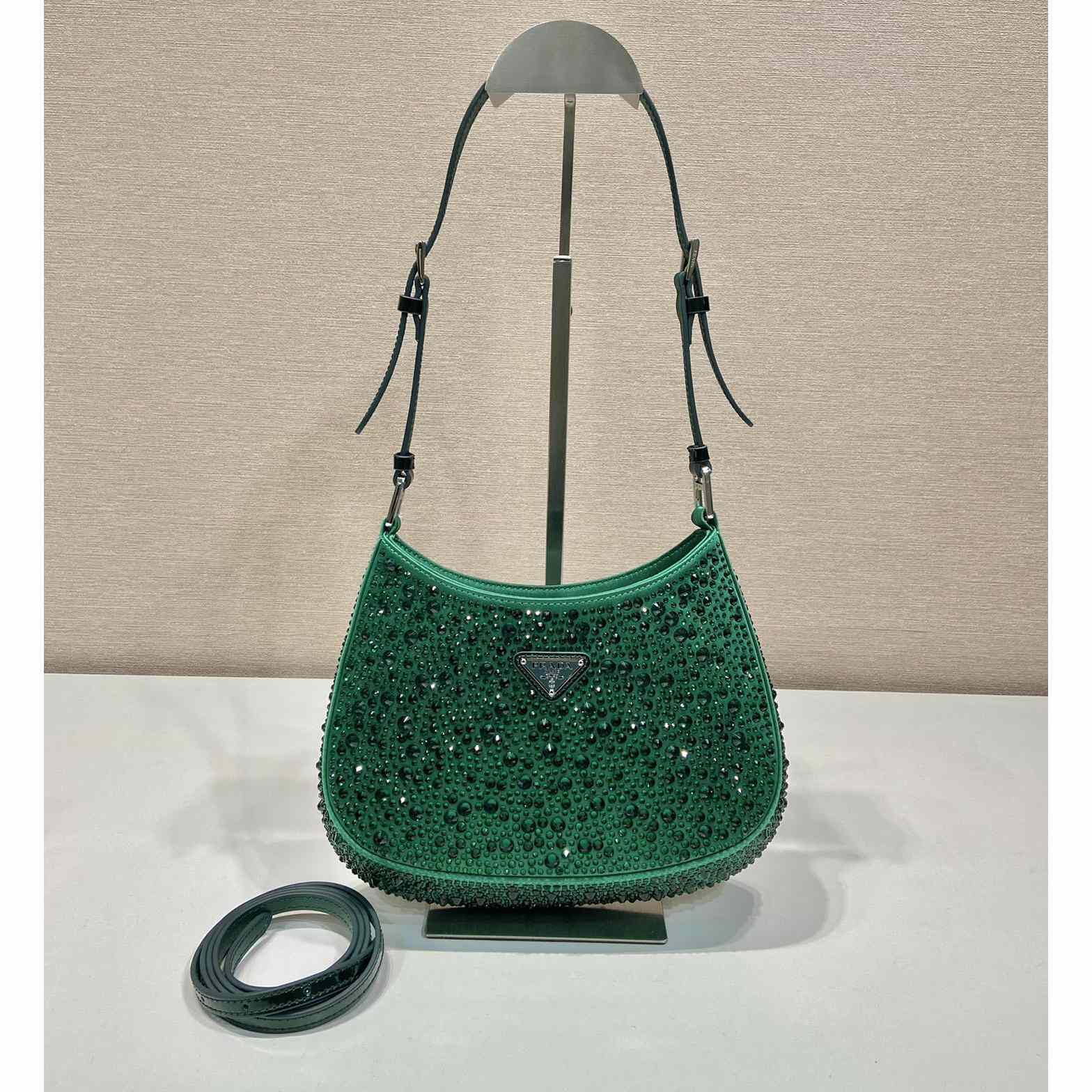 Prada Cleo Satin Bag With Crystals - EUR FASHION