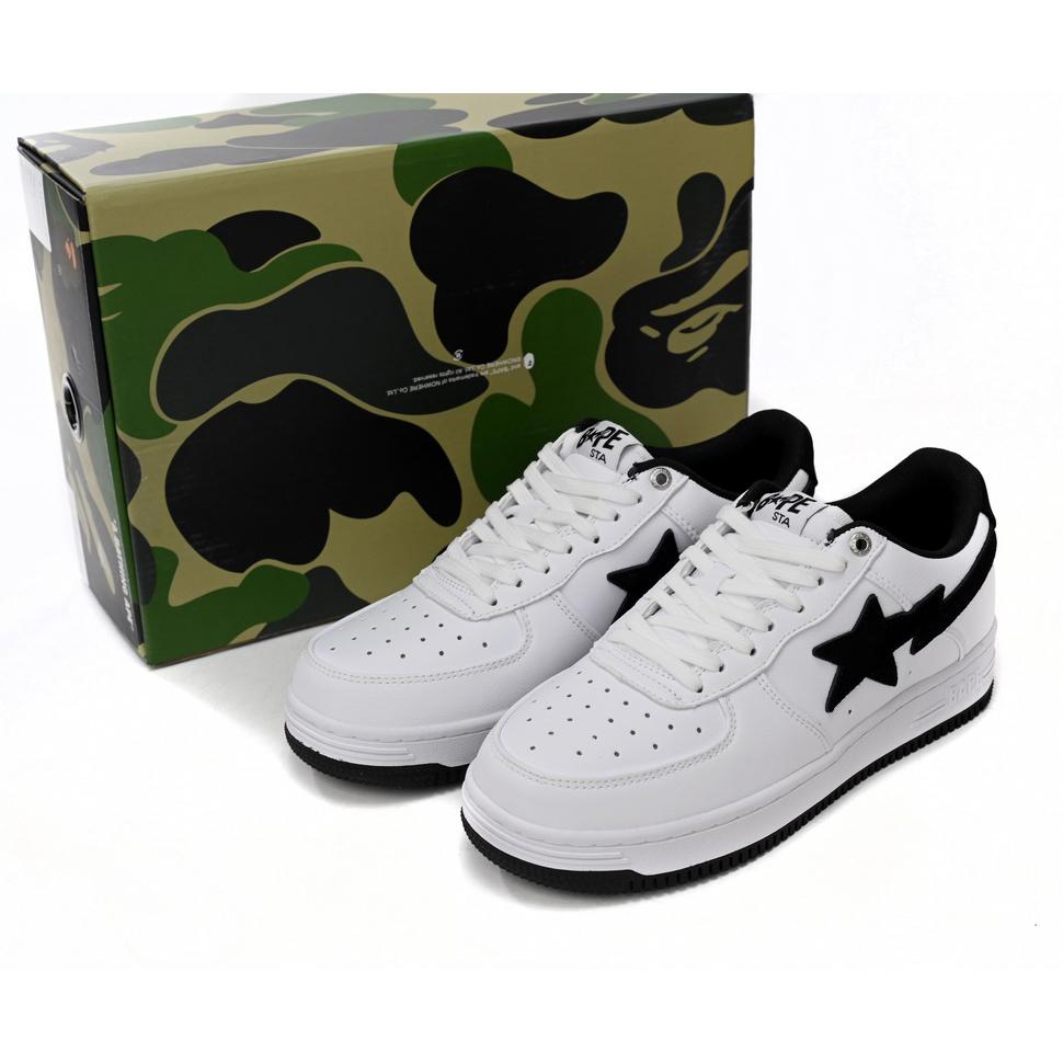 Bape Sta Sta Low White And Black Tick Sneaker     1173-191-912  - EUR FASHION