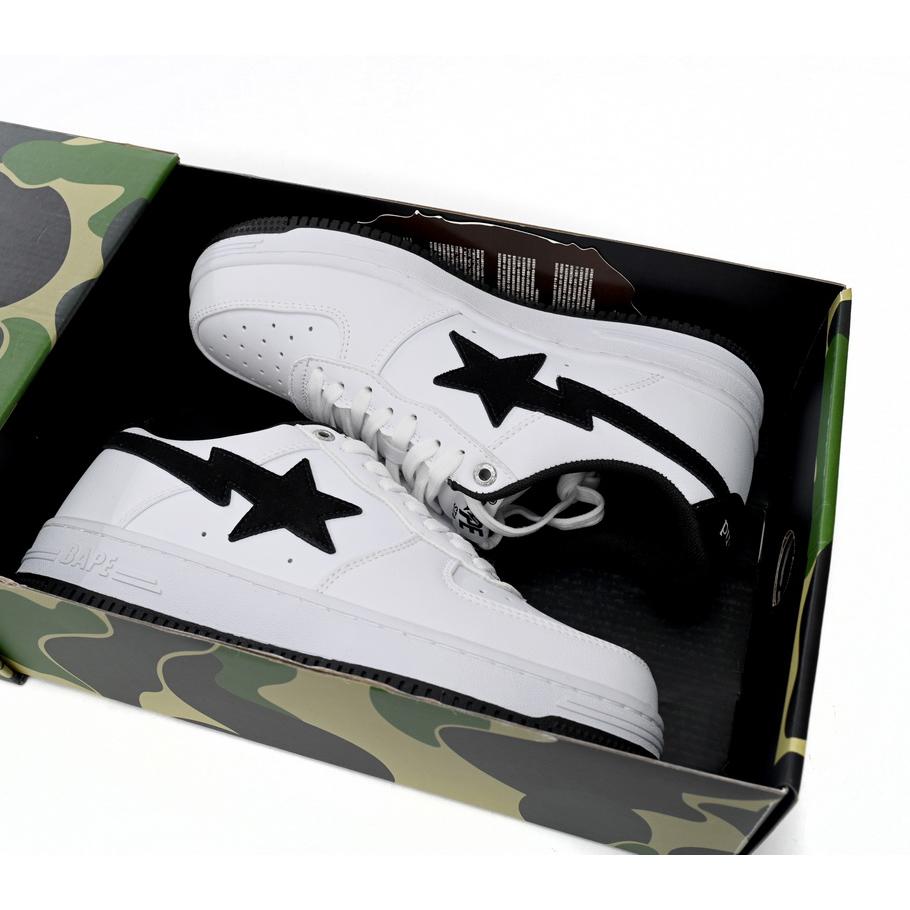 Bape Sta Sta Low White And Black Tick Sneaker     1173-191-912  - EUR FASHION