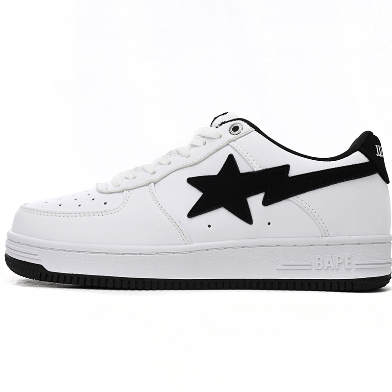 Bape Sta Sta Low White And Black Tick Sneaker     1173-191-912  - EUR FASHION