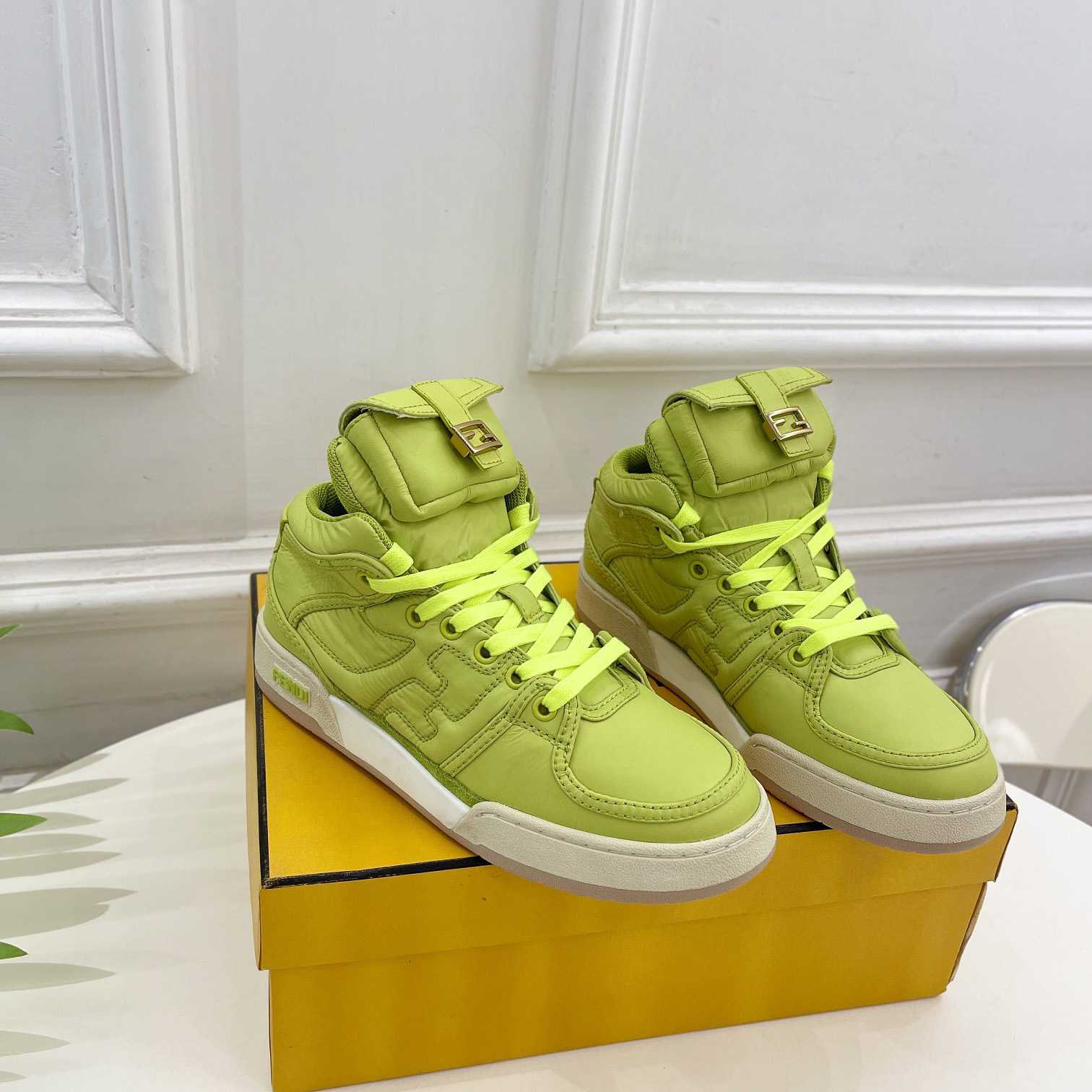 Fendi Match Acid Green Nylon High-Tops Sneaker - EUR FASHION