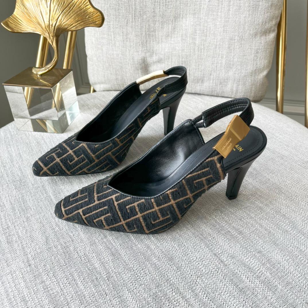 Balmain Monogram-pattern slingback Pumps - EUR FASHION