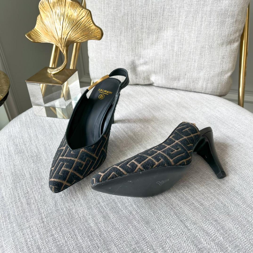 Balmain Monogram-pattern slingback Pumps - EUR FASHION