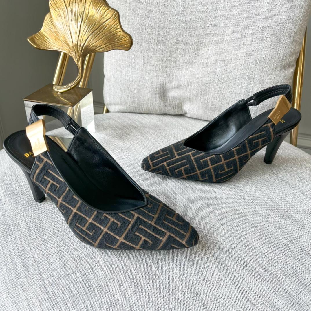 Balmain Monogram-pattern slingback Pumps - EUR FASHION