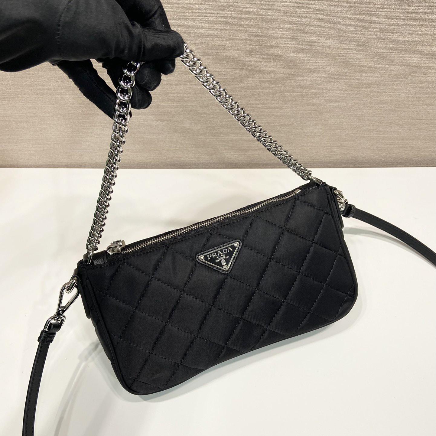 Prada Tessuto Nylon Quilted Chain Convertible Crossbody Bag - EUR FASHION