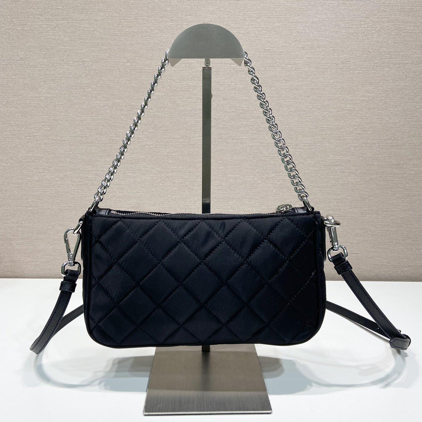 Prada Tessuto Nylon Quilted Chain Convertible Crossbody Bag - EUR FASHION