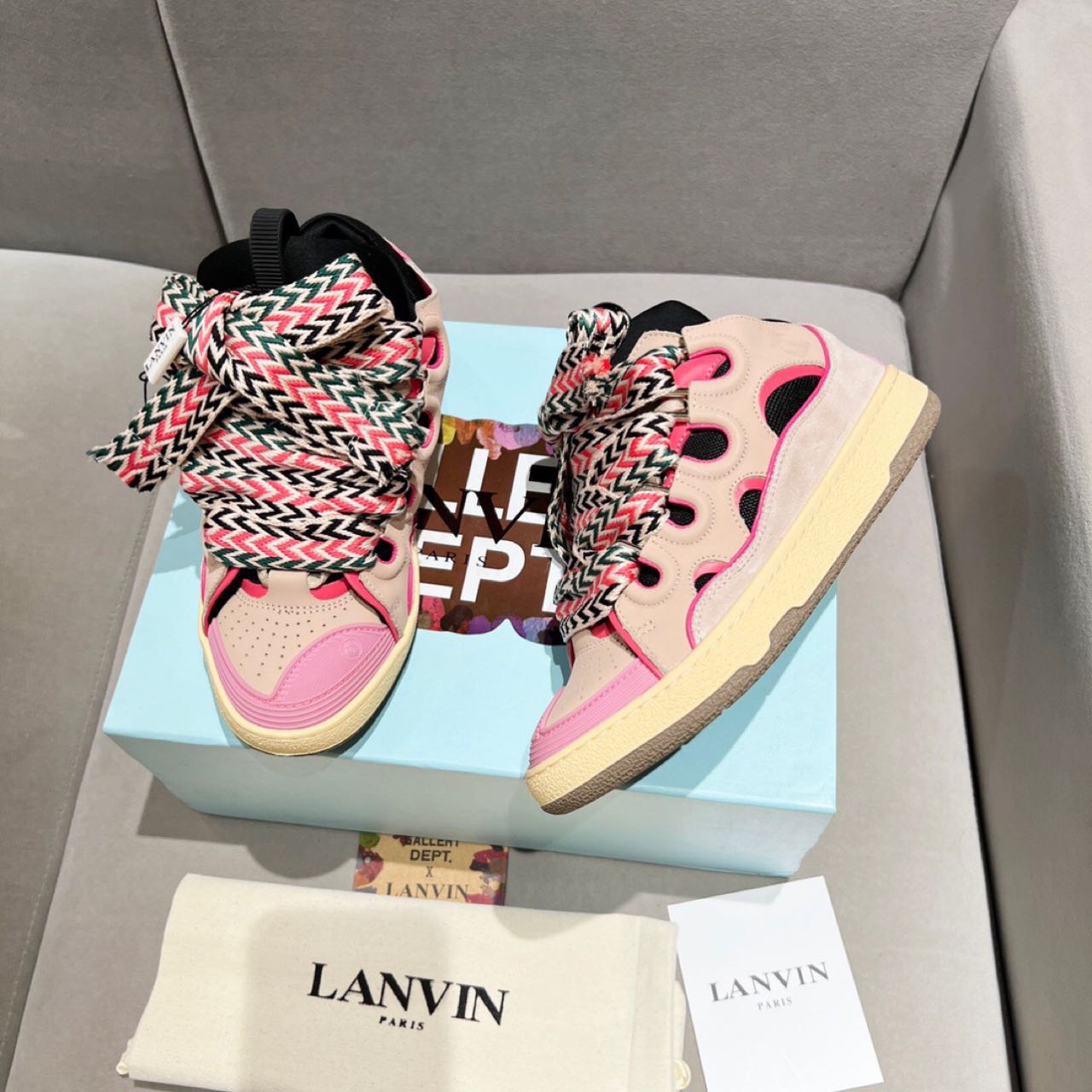 Lanvin Curb Lace Up Sneakers - EUR FASHION