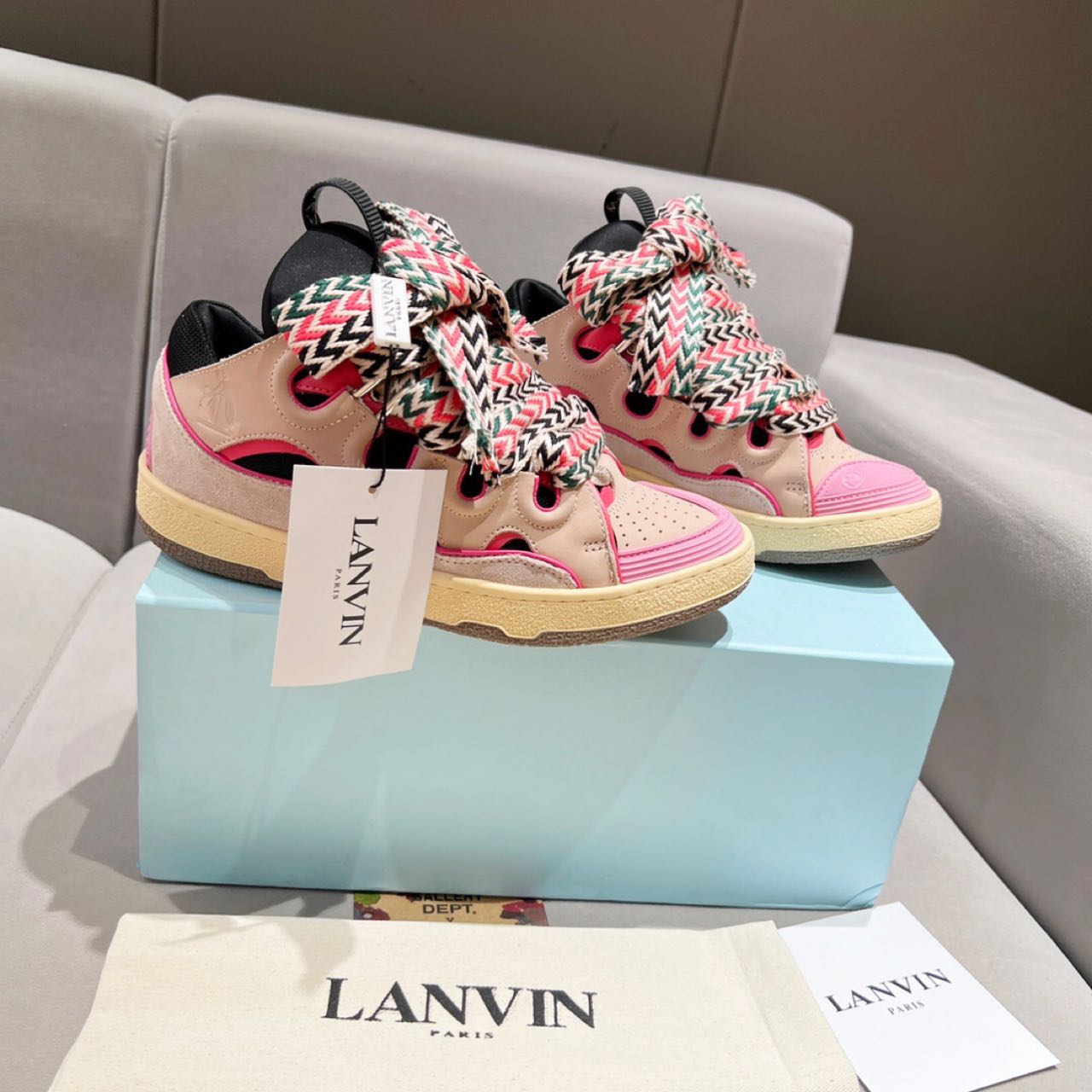 Lanvin Curb Lace Up Sneakers - EUR FASHION