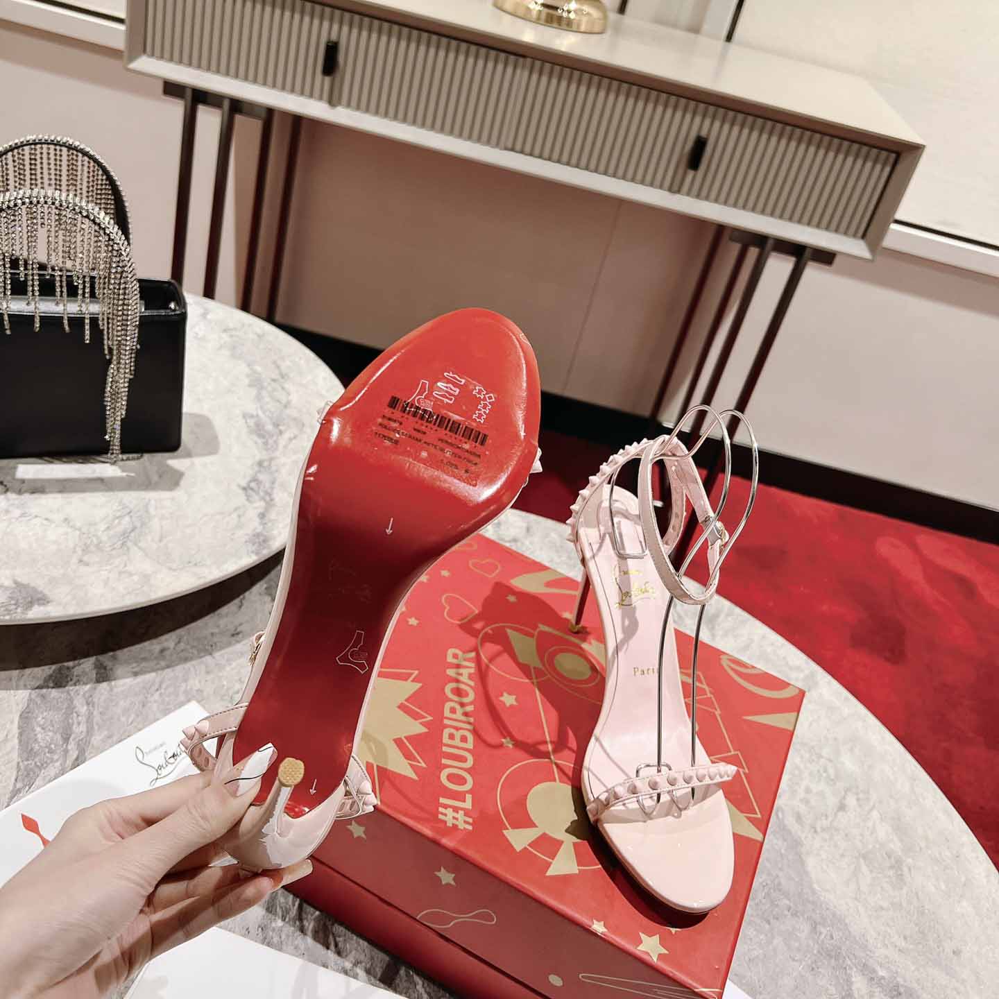 Christian Louboutin Nudes Rosalie Leather Sandals - EUR FASHION