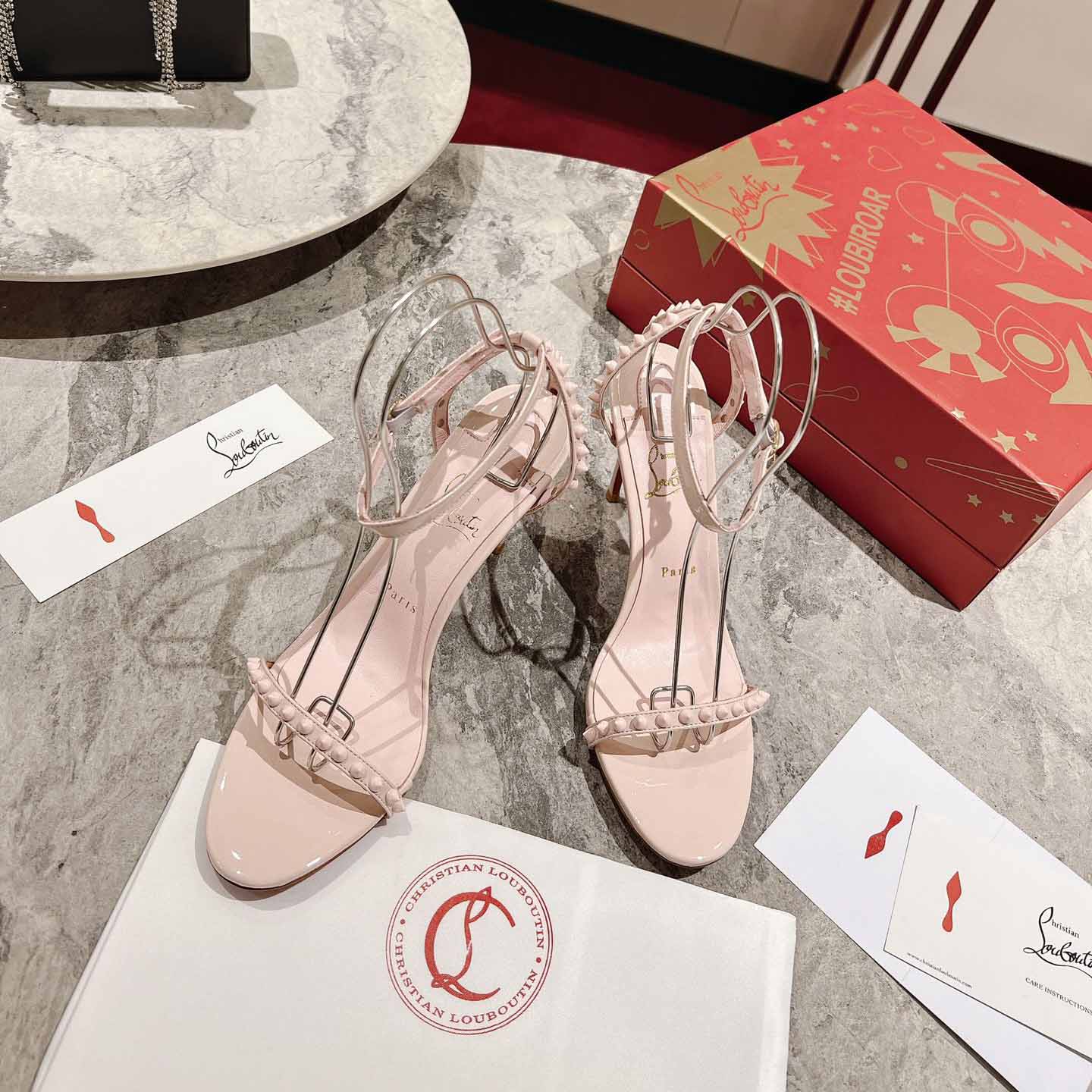 Christian Louboutin Nudes Rosalie Leather Sandals - EUR FASHION