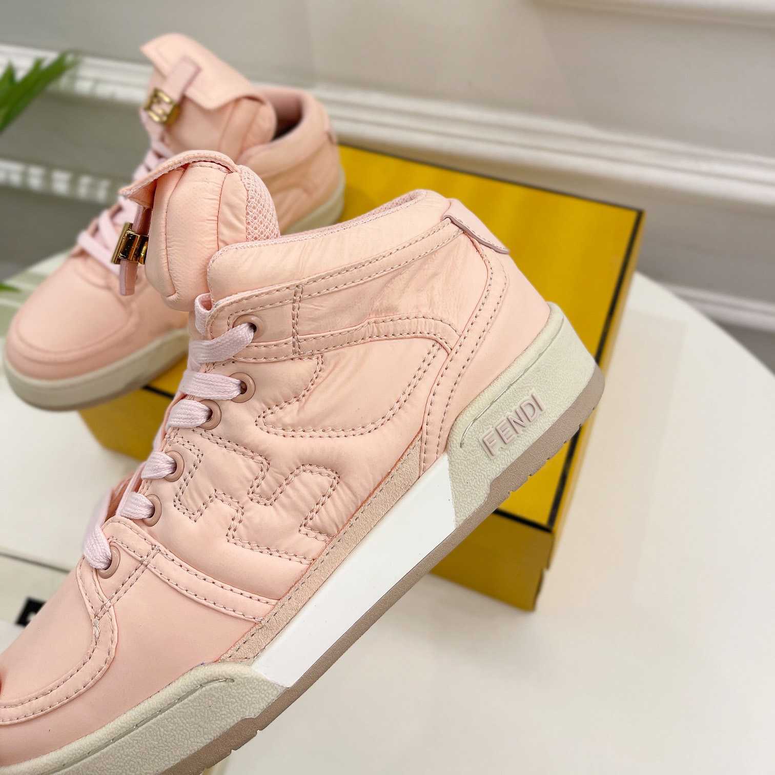 Fendi Match Pink Nylon High-Tops Sneaker - EUR FASHION