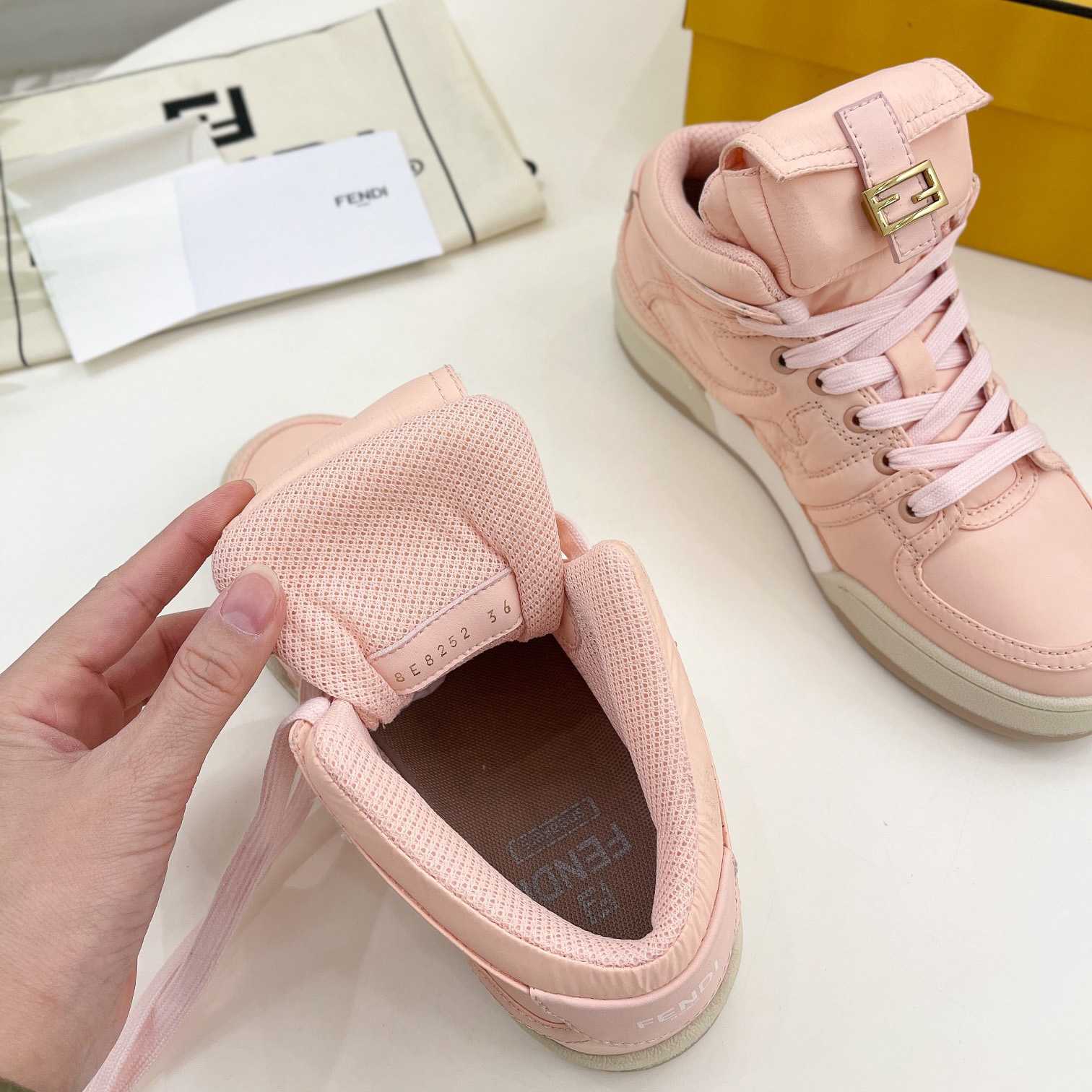 Fendi Match Pink Nylon High-Tops Sneaker - EUR FASHION