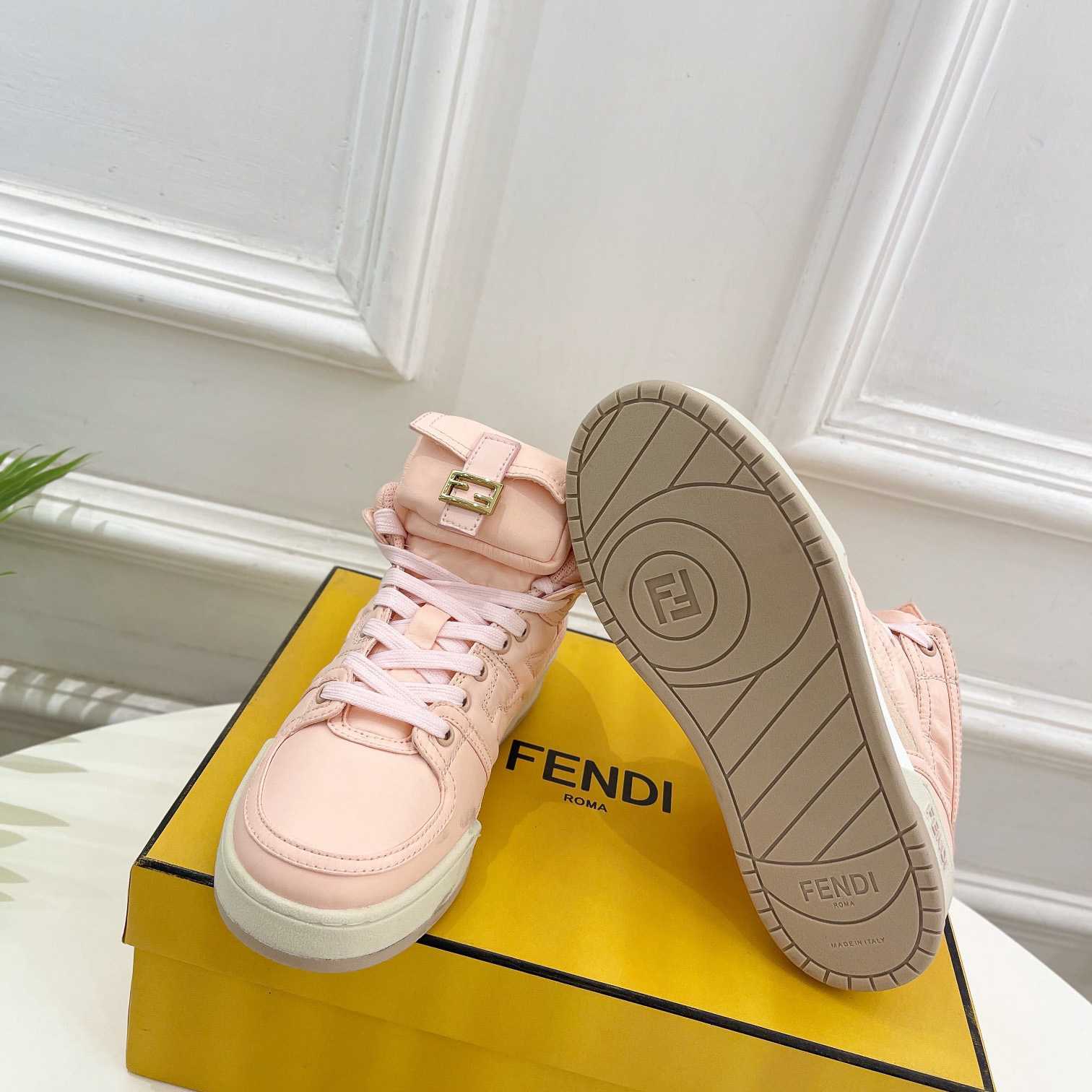 Fendi Match Pink Nylon High-Tops Sneaker - EUR FASHION