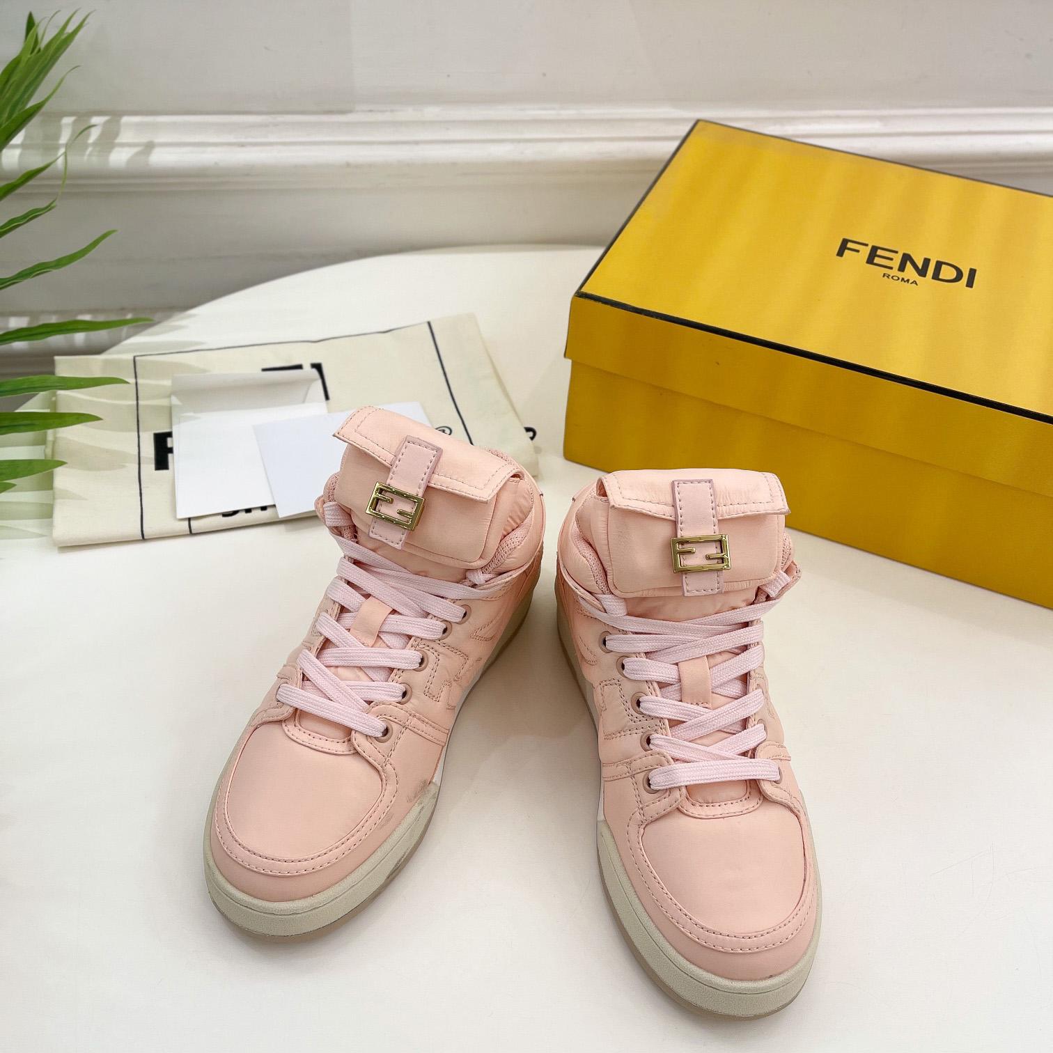 Fendi Match Pink Nylon High-Tops Sneaker - EUR FASHION