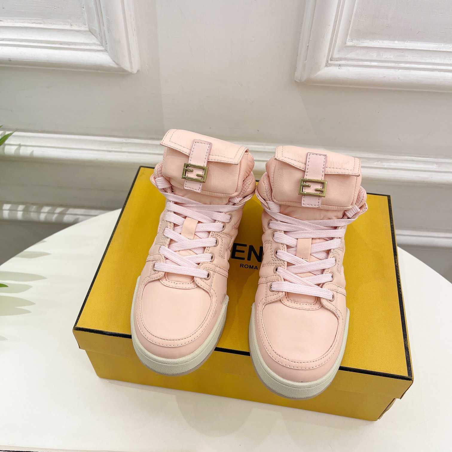 Fendi Match Pink Nylon High-Tops Sneaker - EUR FASHION