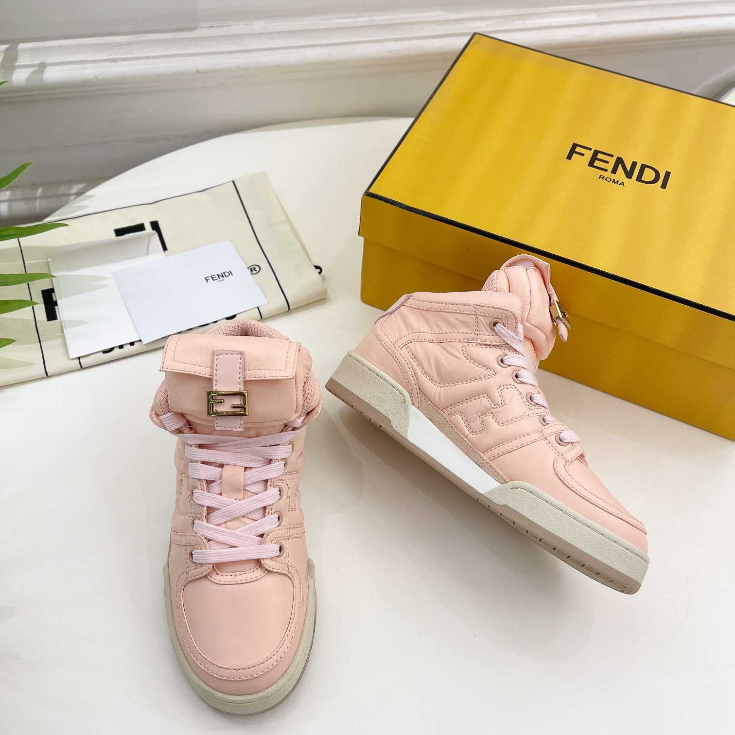 Fendi Match Pink Nylon High-Tops Sneaker - EUR FASHION