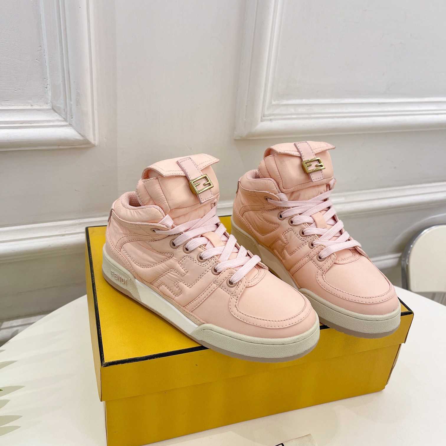 Fendi Match Pink Nylon High-Tops Sneaker - EUR FASHION