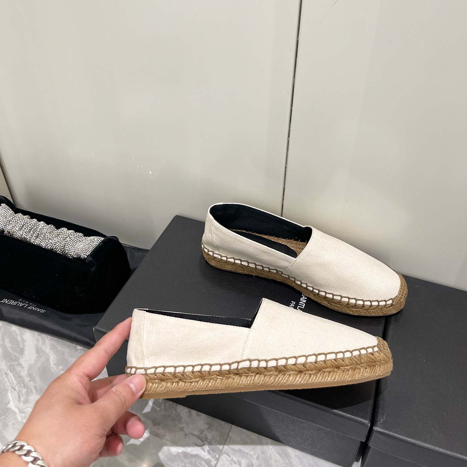 Saint Laurent Cassandre Embroidered Espadrilles In Canvas - EUR FASHION