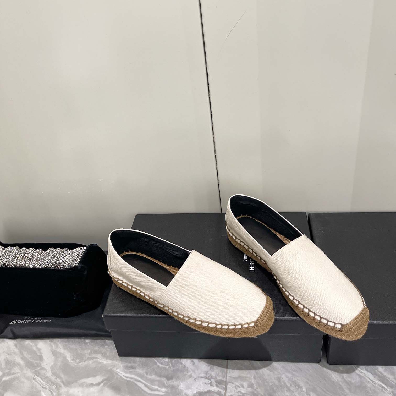 Saint Laurent Cassandre Embroidered Espadrilles In Canvas - EUR FASHION