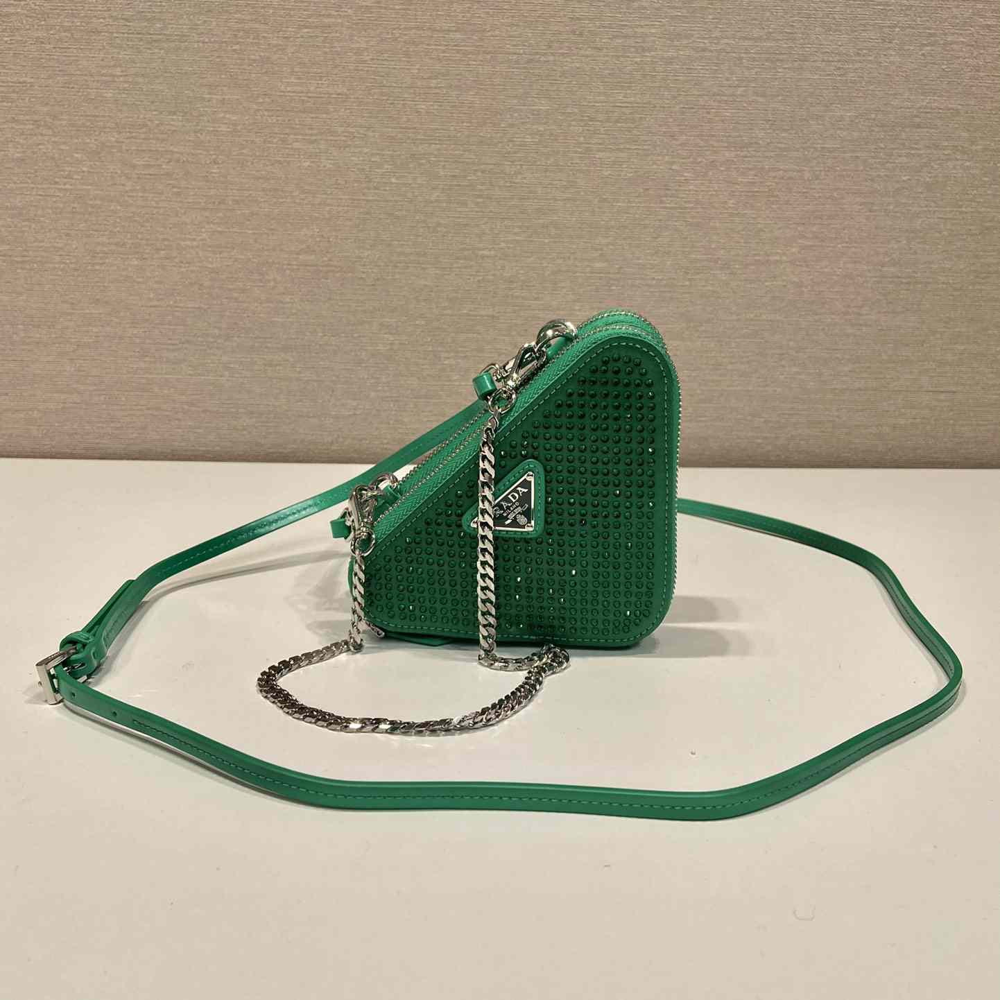 Prada Embellished Satin And Leather Mini-Pouch - EUR FASHION