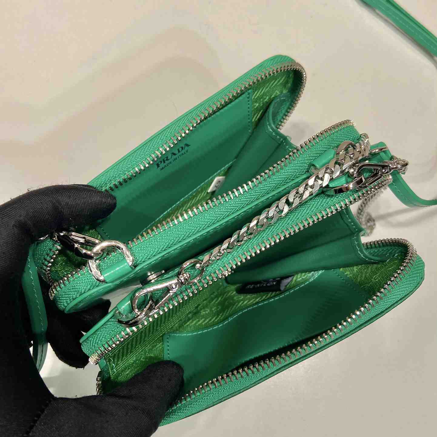 Prada Embellished Satin And Leather Mini-Pouch - EUR FASHION