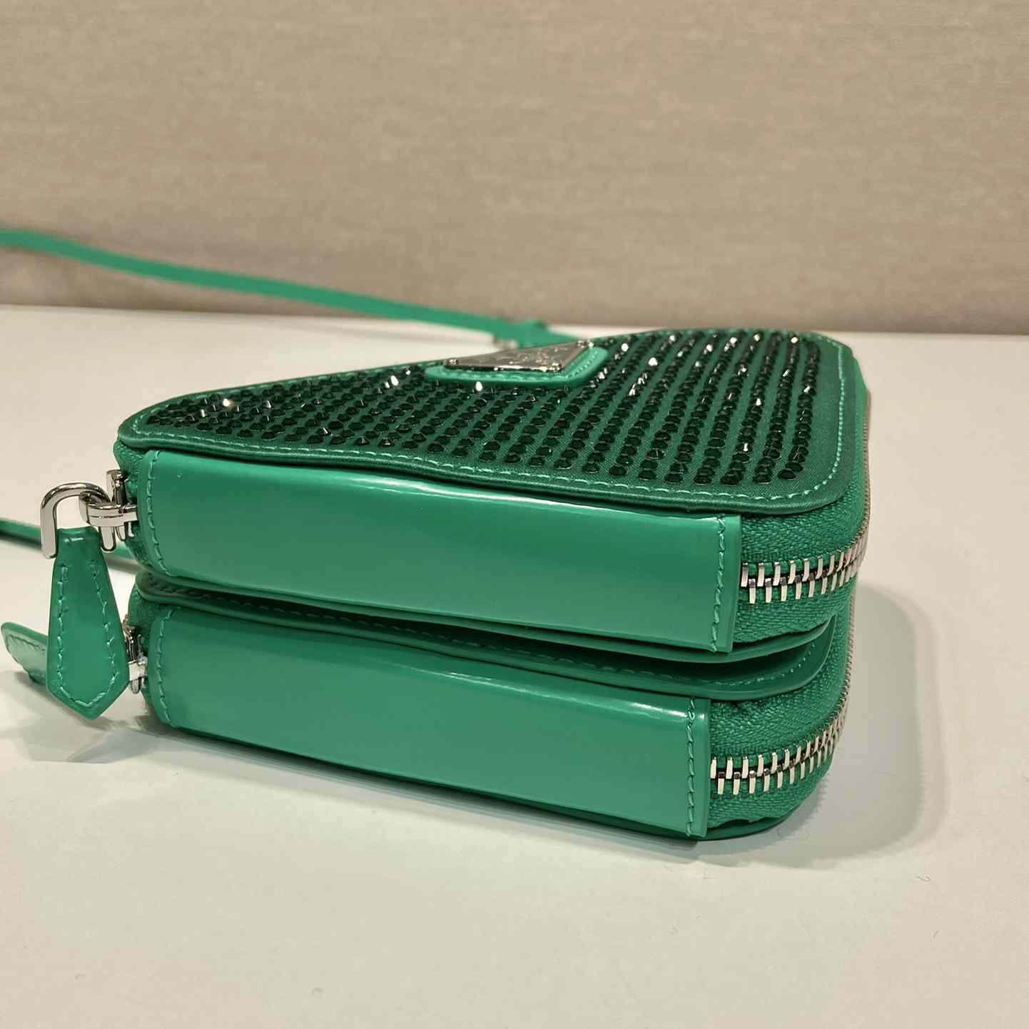 Prada Embellished Satin And Leather Mini-Pouch - EUR FASHION