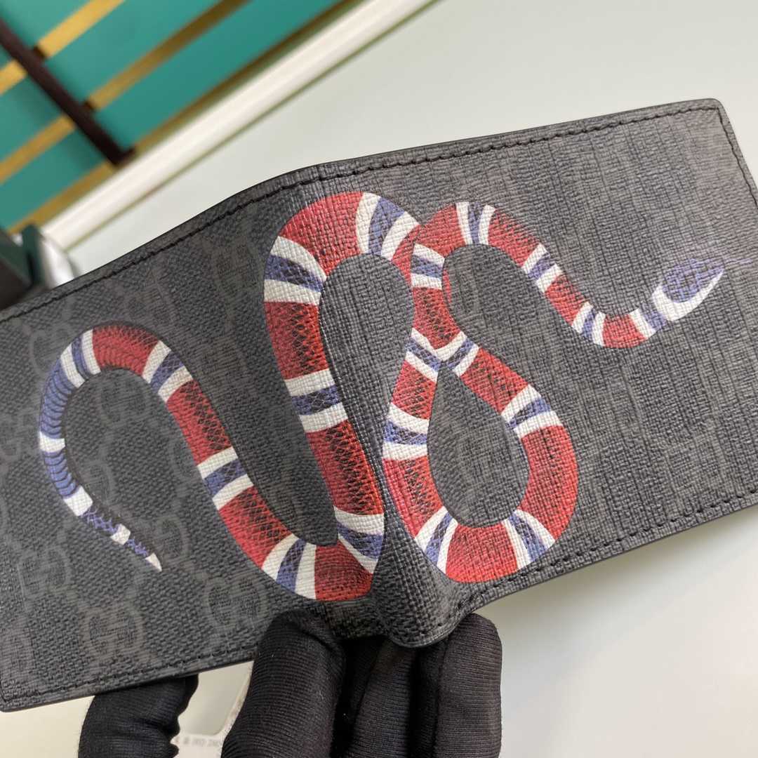 Gucci Kingsnake Print GG Supreme Wallet(11-9-1.5cm)    - EUR FASHION