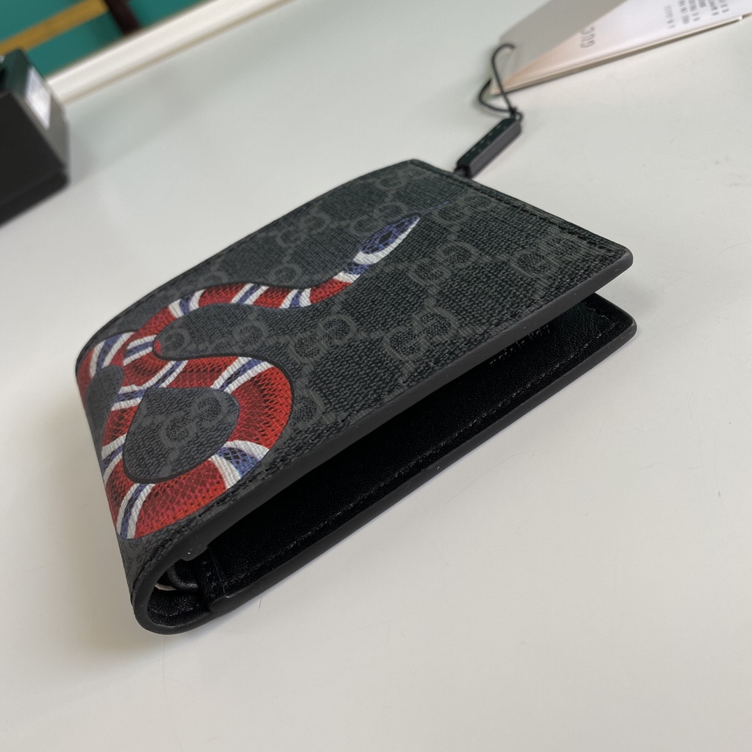 Gucci Kingsnake Print GG Supreme Wallet(11-9-1.5cm)    - EUR FASHION