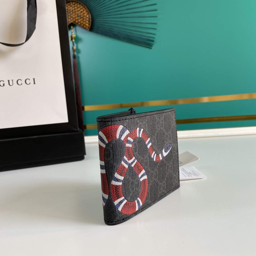 Gucci Kingsnake Print GG Supreme Wallet(11-9-1.5cm)    - EUR FASHION