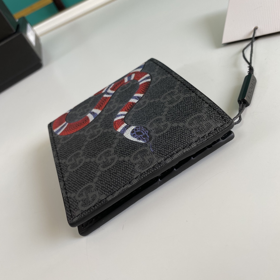 Gucci Kingsnake Print GG Supreme Wallet(11-9-1.5cm)    - EUR FASHION