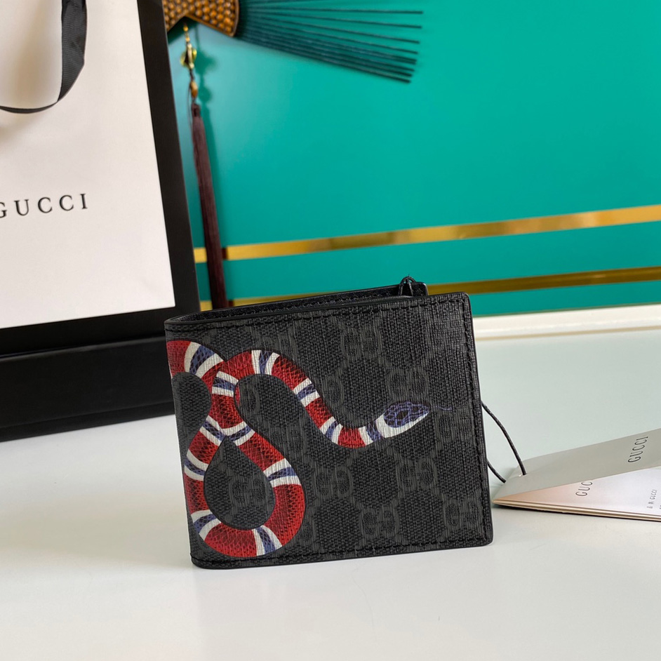 Gucci Kingsnake Print GG Supreme Wallet(11-9-1.5cm)    - EUR FASHION