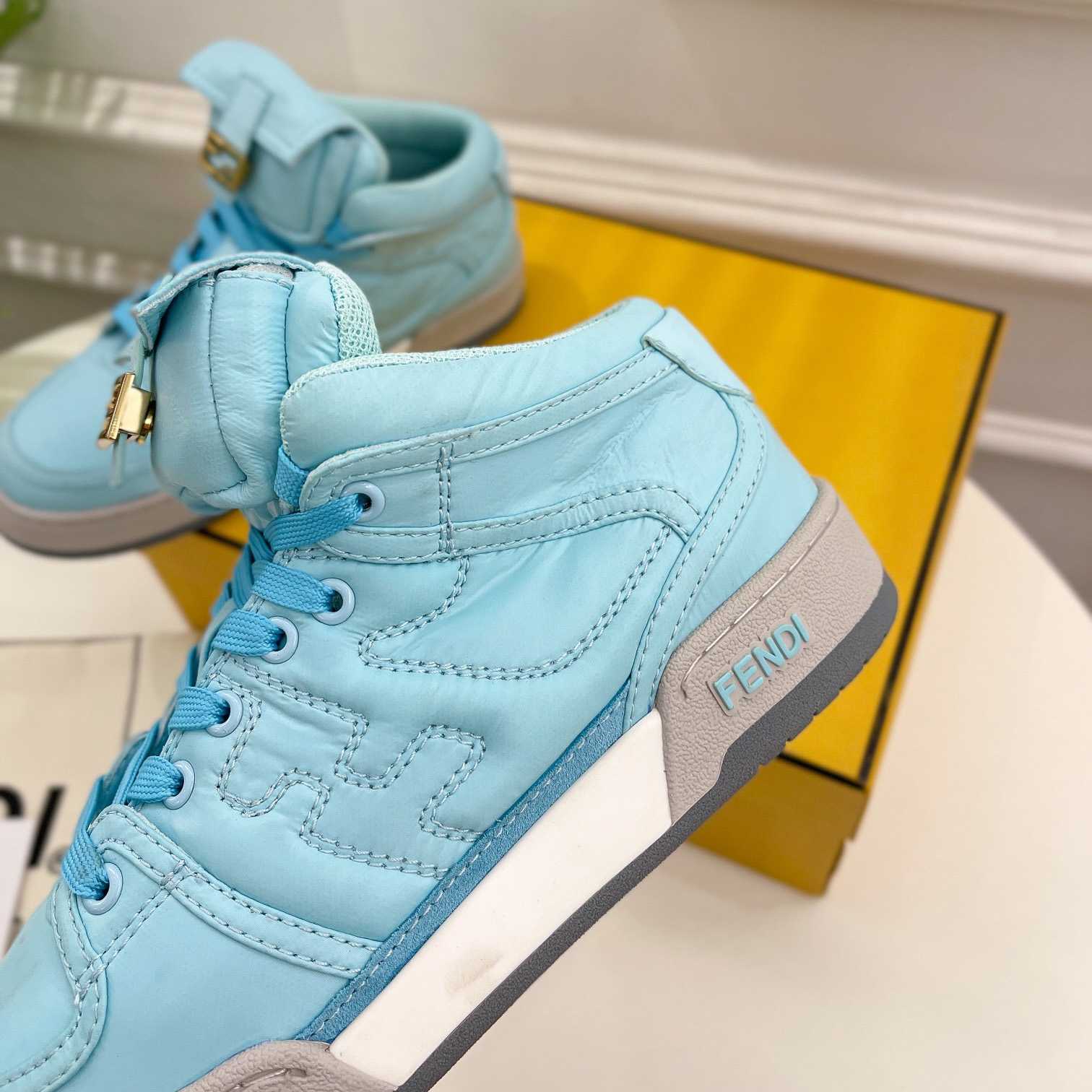 Fendi Match Turquoise Nylon High-Tops Sneaker - EUR FASHION