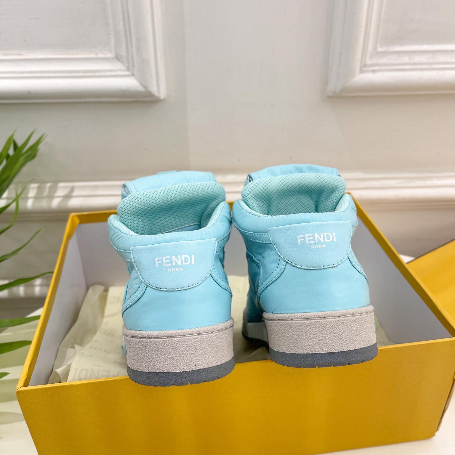 Fendi Match Turquoise Nylon High-Tops Sneaker - EUR FASHION