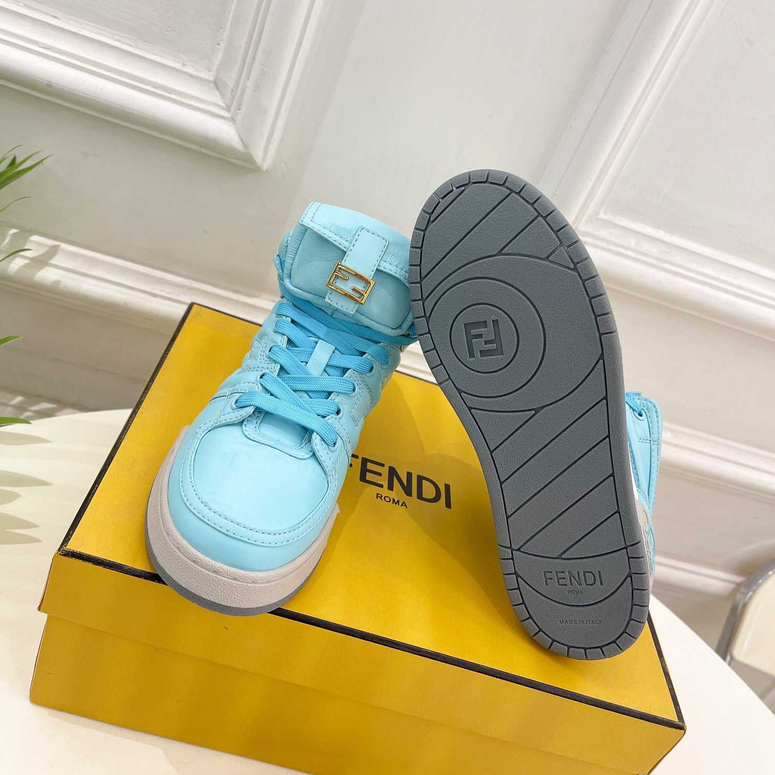 Fendi Match Turquoise Nylon High-Tops Sneaker - EUR FASHION