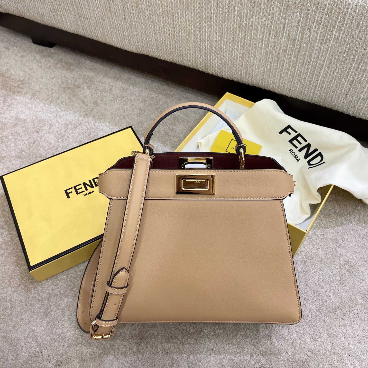 Fendi Peekaboo Iseeu Small Beige Leather Bag - EUR FASHION