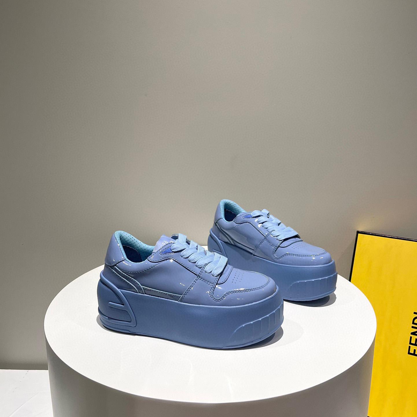 Fendi Fashion Show Blue Leather Low-Tops Sneaker  - EUR FASHION