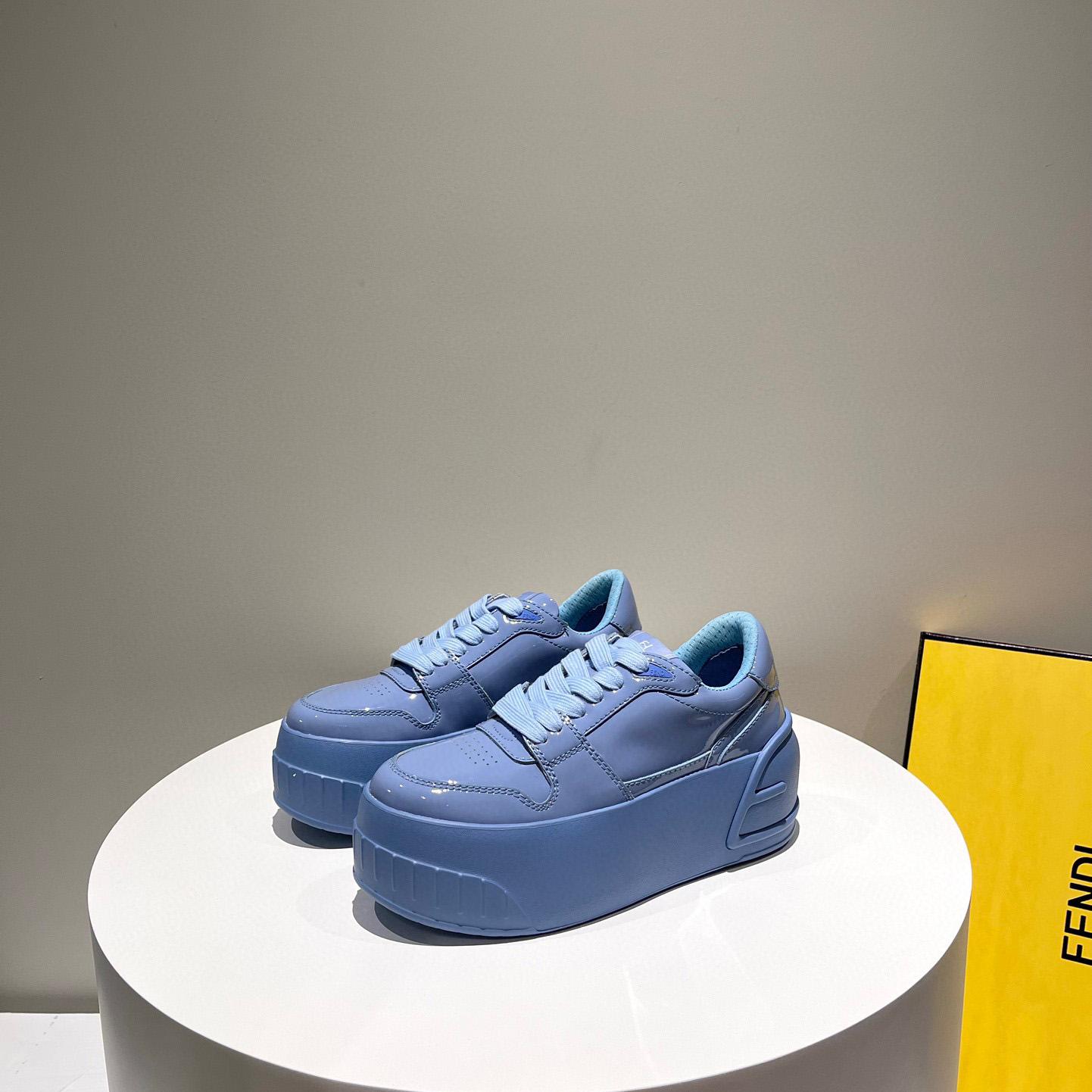 Fendi Fashion Show Blue Leather Low-Tops Sneaker  - EUR FASHION