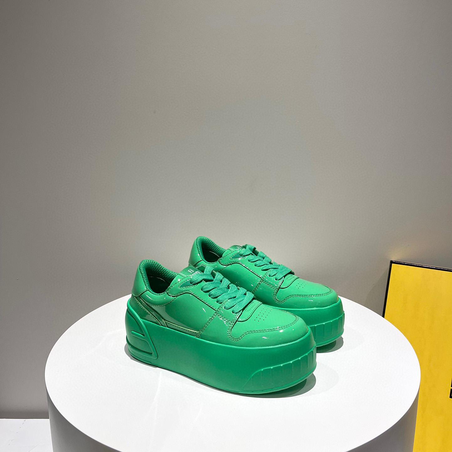 Fendi Fashion Show Green Leather Low-Tops Sneaker  - EUR FASHION