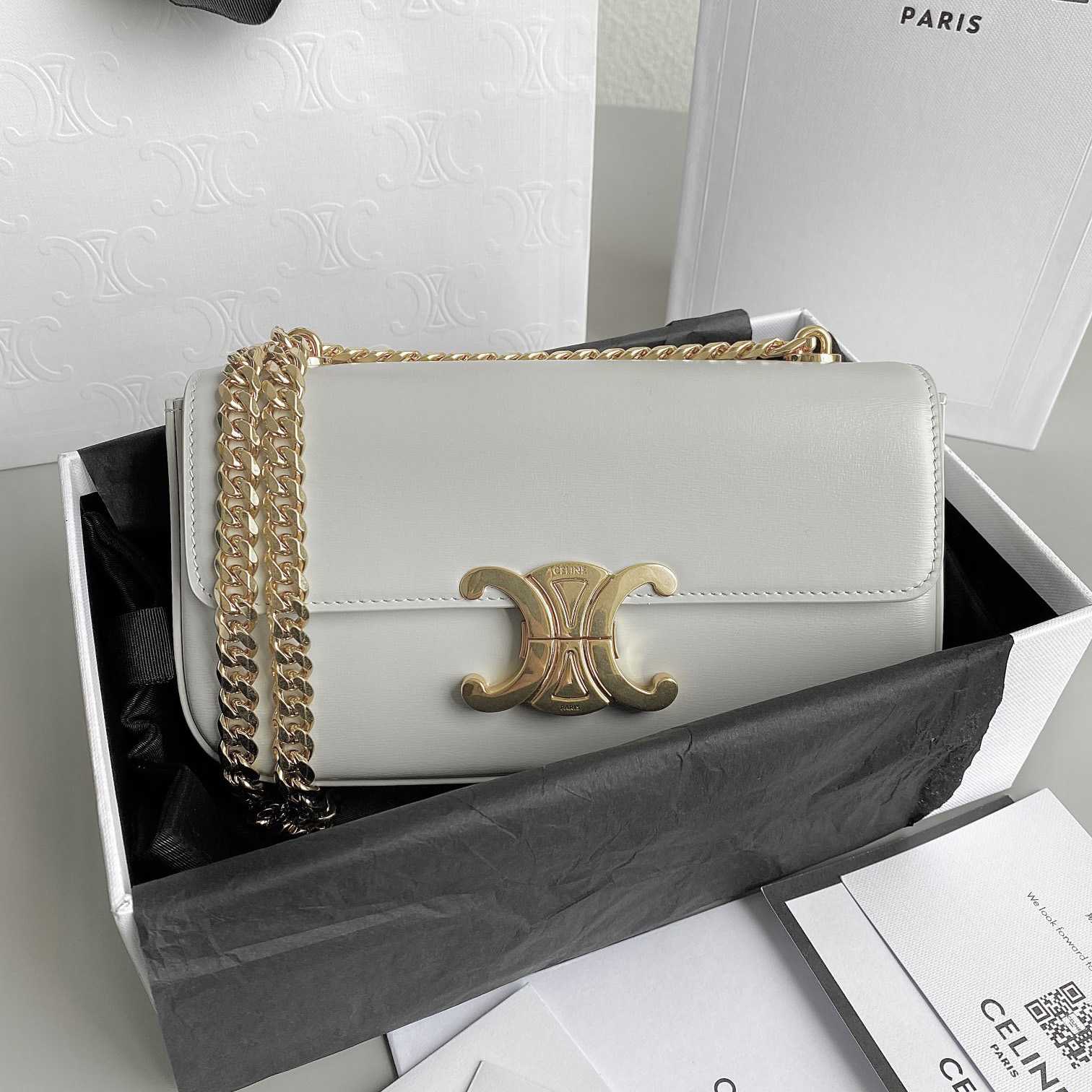 Celine Chain Shoulder Bag Triomphe In Shiny Calfskin - EUR FASHION