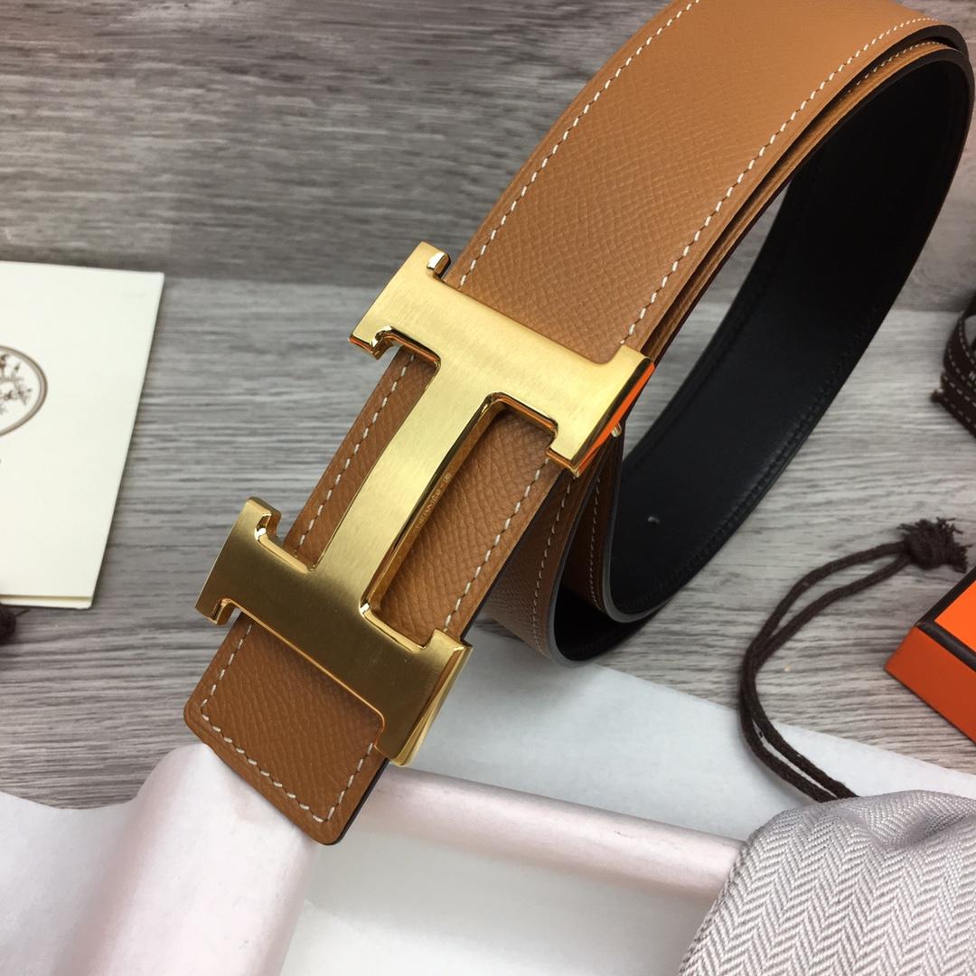 Hermes Brown Leather H Buckle Belt - EUR FASHION