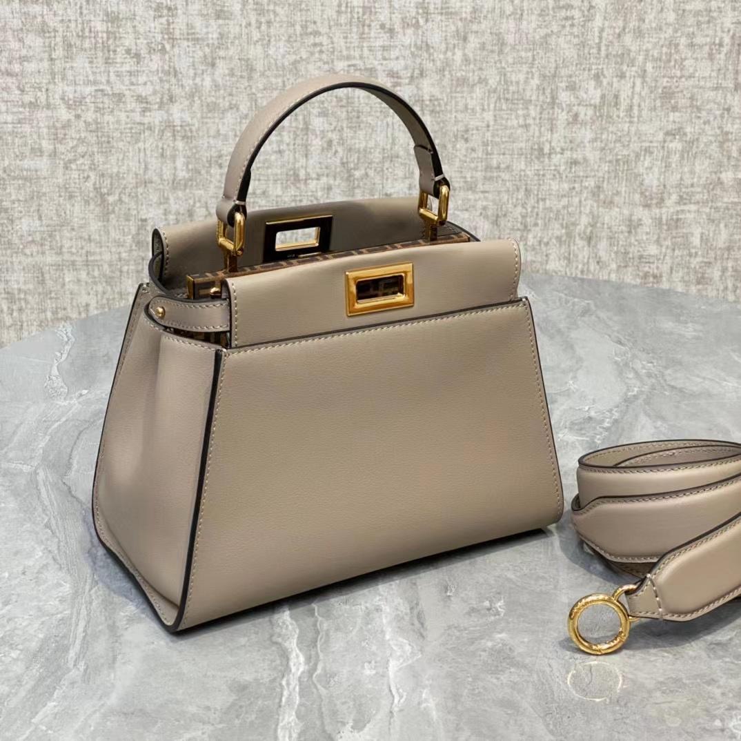 Fendi Peekaboo Mini Dove Gray Leather Bag - EUR FASHION